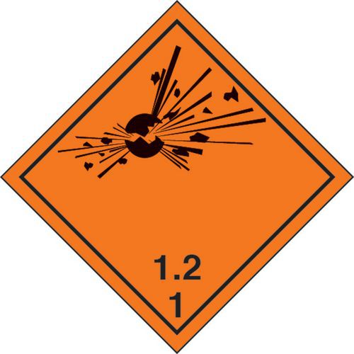 adesivo cm 10x10 Pericolo classe 1 - 1.2 (Esplosivi),
