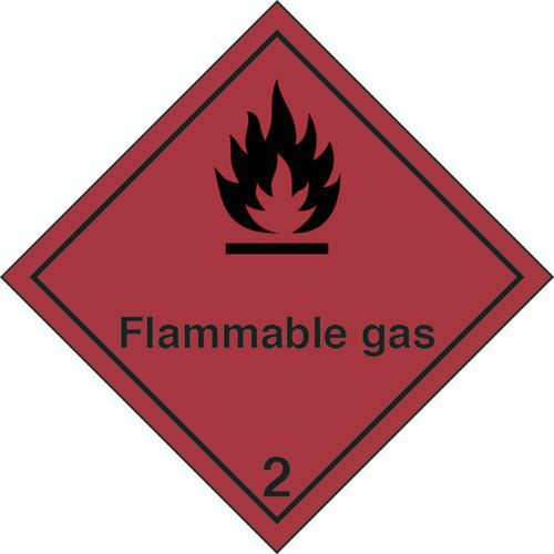adesivo cm 10x10 Pericolo classe 2 FLAMMABLE GAS,