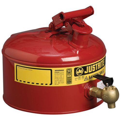 Bidone con distributore di sicurezza rosso - Rubinetto in plastica 8L,