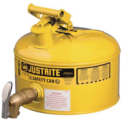 Bidone con distributore di sicurezza giallo - Rubinetto galvanizzato 8L,