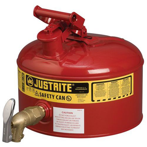 Bidone con distributore di sicurezza rosso - Rubinetto galvanizzato 8L,