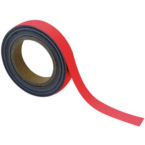 Nastro magnetico riscrivibile 25mm x 10m rosso - Manutan,