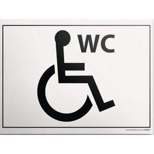 Targa incisa WC per disabili 10x14 cm fondo bianco,