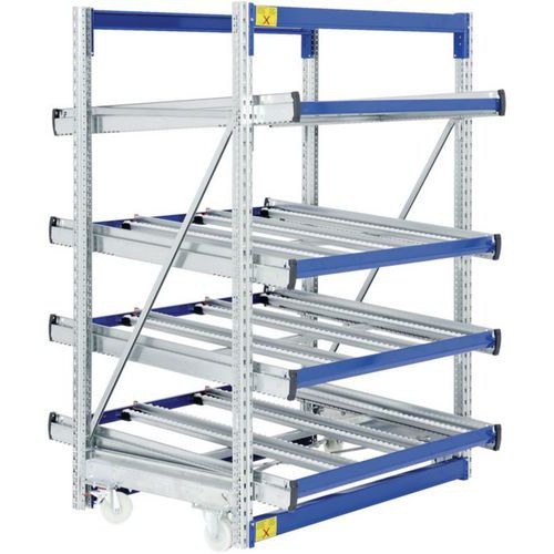 Scaffalatura mobile 2000x1470x1300, 4 ripiani dritti,