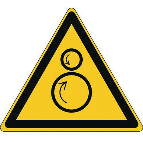 Cartello di pericolo-Rulli controrotanti-Alluminio-120mm,