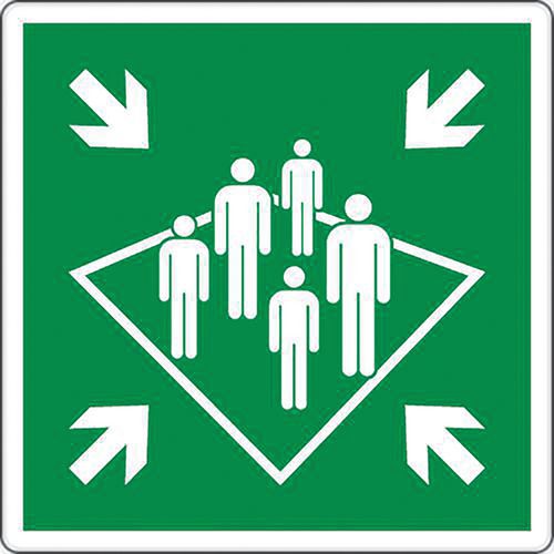 Cartello Punto di raccolta a bordo-Alluminio-350x350mm,