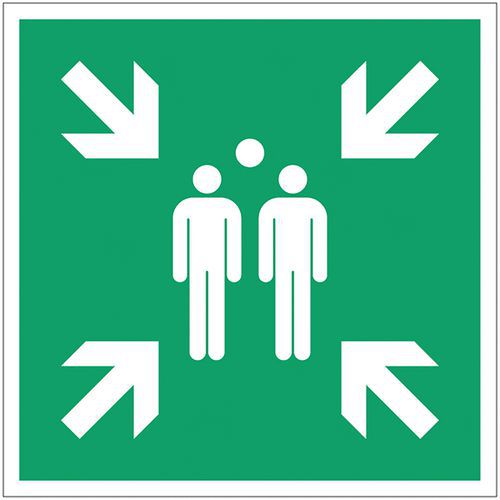 Cartello Punto di raccolta dopo evacuazione-Adesivo-20x20cm,