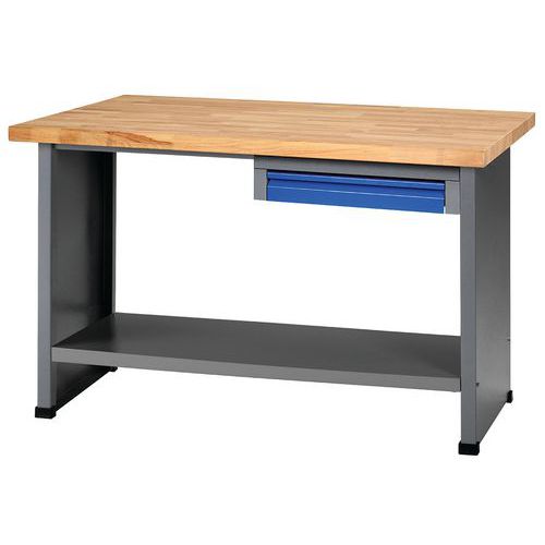 Banco FK128 - Grigio e blu Larghezza: 128 cm N. cassetti: 1,