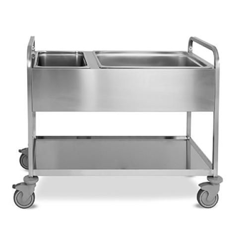 Carrello per sbarazzo telaio senza fondo + bacinelle,