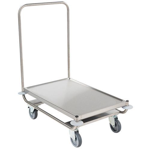 Carrello con piattaforma inox portata = 120 kg,
