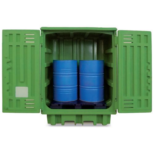 Armadio di Stoccaggio in PE 2 Fusti Verde,