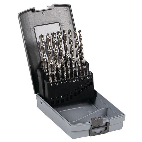 Cassetta 19 punte cilindriche HSS molate,