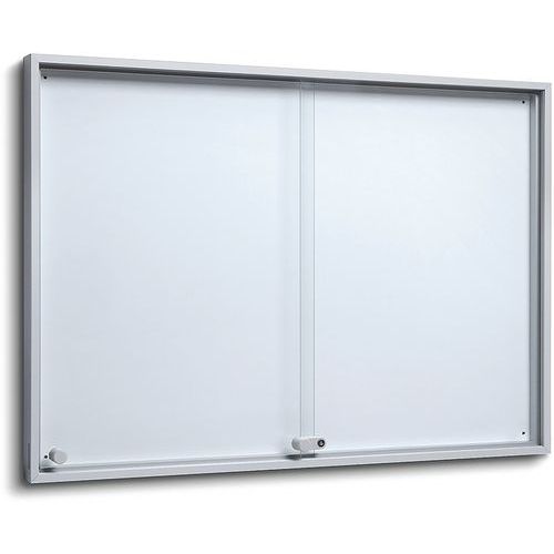 Bacheca per interni, porte scorrevoli, fondo magnetico, Slim,