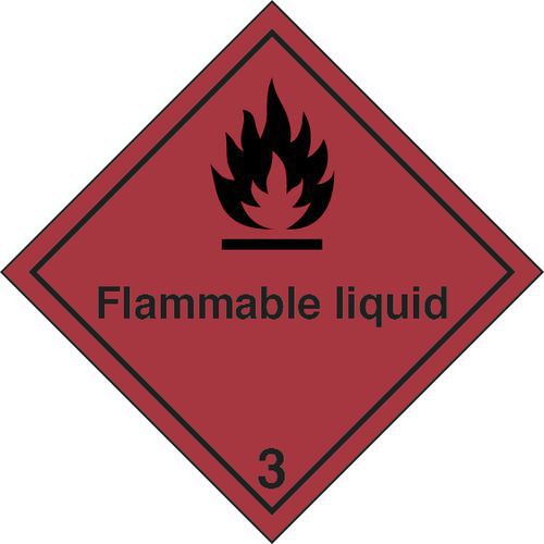 adesivo cm 10x10 Pericolo classe 3 FLAMMABLE LIQUID,