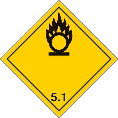 adesivo cm 10x10 Pericolo classe 5.1 (Materie comburenti),