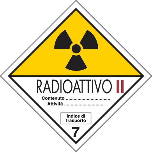 adesivo cm 30x30 Pericolo classe 7 (Materie radioattive),