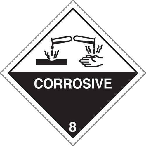 adesivo cm 10x10 Pericolo classe 8 CORROSIVE,