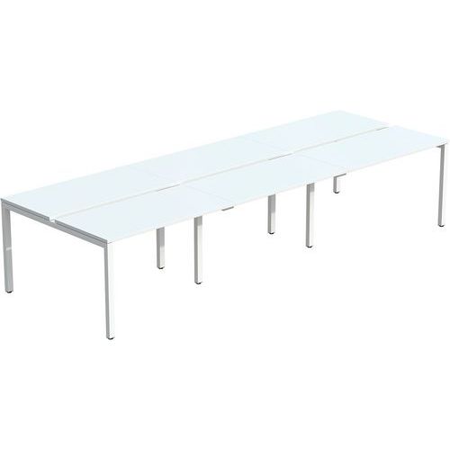 Scrivania dritta Bench 166x360cm gambe bianche rip bianco 6p,