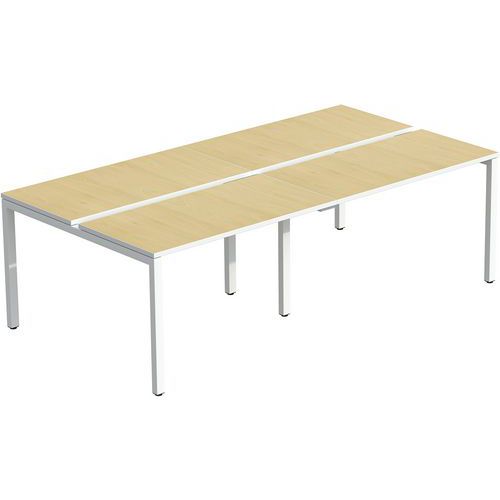 Scrivania dritta Bench 166x280cm piedi bianco rip faggio 4 p,