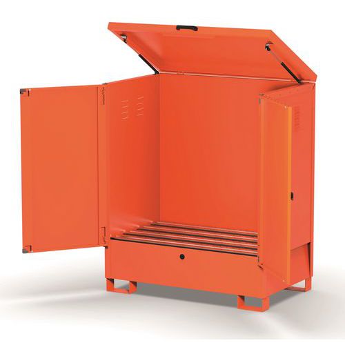 Armadio 4 Fusti Saldato su Vasca di Contenimento 300L,