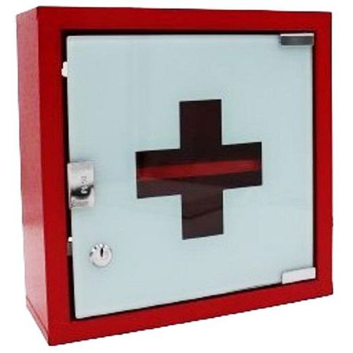 Armadietto dei medicinali in metallo rosso laccato-1 ripiano,