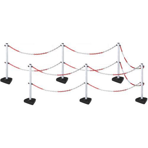 Set di 6 paletti bianco + 6 basi + 14 catene da 2 m,