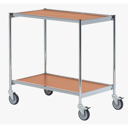 Carrello 1000x420 mm cromato/rovere - 2 ripiani - 150 kg,