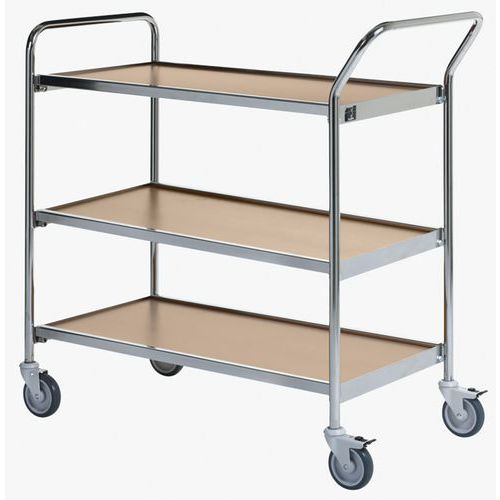 Base carrellata 1000x420mm cromo/rovere - 3 ripiani - 150 kg,