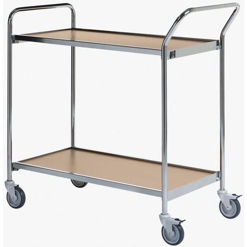 Base carrellata 1000x420mm cromo/rovere - 2 ripiani - 150 kg,