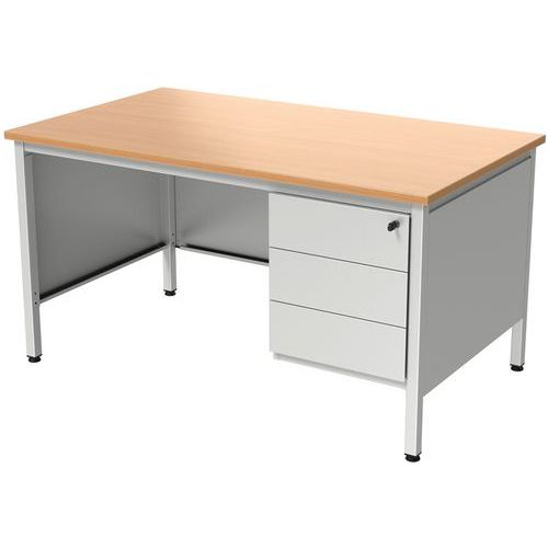 Scrivania 1/2 min l140 rovere cassettiera 3 cass Confort 2,