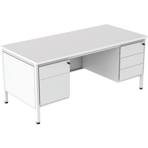 Scrivania min l180 bianco cassettiera 2 e 3 cass Confort 2,