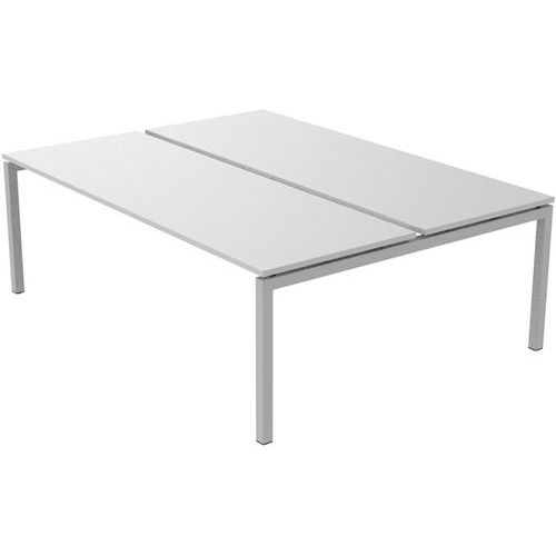 Scrivania dritta Bench 2 postazioni 220 cm - Bianca,