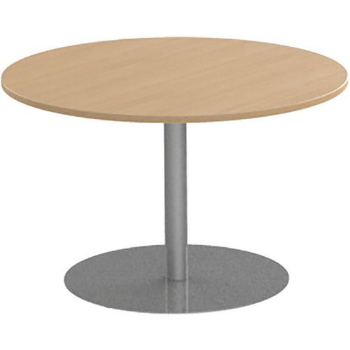 Tavolo da riunione rotondo 120 cm piede a colonna Rovere/Alluminio,