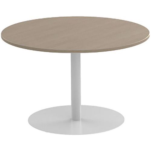 Tavolo da riunione rotondo 120 cm piede a colonna Olmo/Bianco,