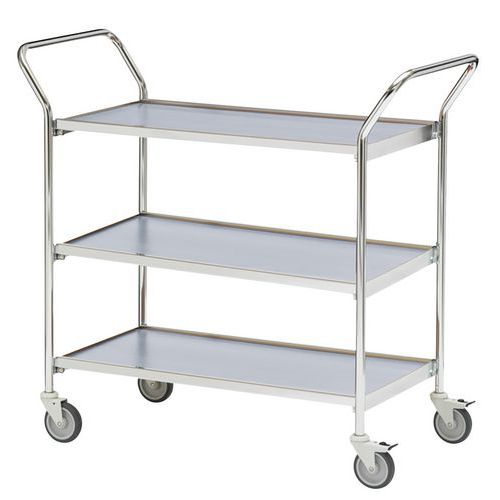 Base carrellata 2 maniglie - 3 ripiani grigio 800x420mm - 150 kg,