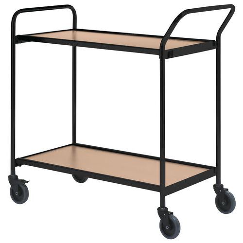 Base carrellata nera - 2 ripiani rovere 800x420mm - 150 kg,