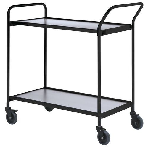 Base carrellata nera - 2 ripiani grigio 800x420mm - 150 kg,
