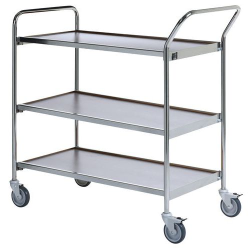 Base carrellata cromata - 3 ripiani grigio 800x420mm - 150 kg,