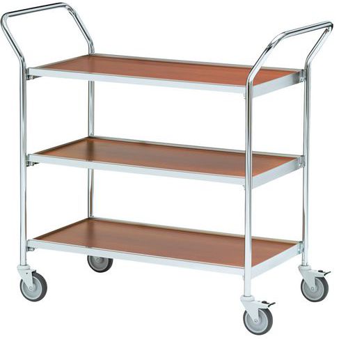 Base carrellata 2 maniglie - 3 ripiani rovere 1000x420mm - 150 kg,