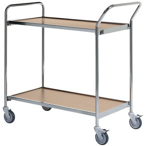 Base carrellata cromata - 2 ripiani rovere 800x420mm - 150 kg,