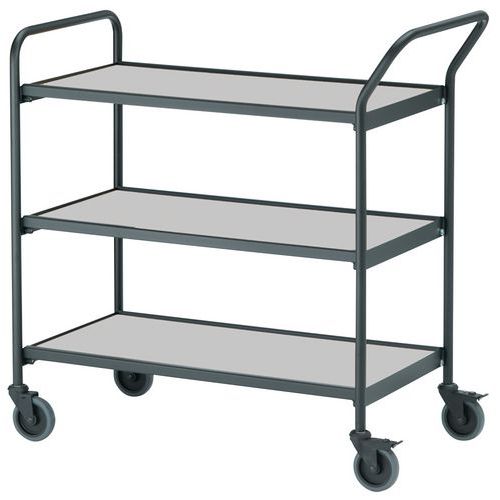 Base carrellata nera - 3 ripiani grigio 800x420mm - 150 kg,