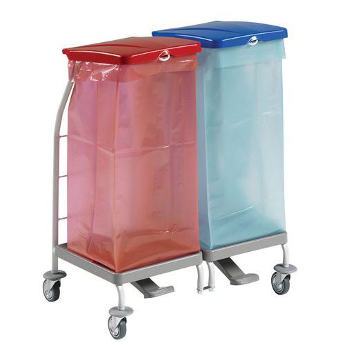 Supporto per sacco con pedale e coperchi - 2x70 L,