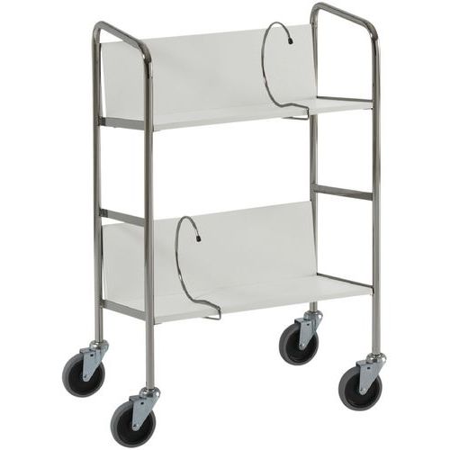 Carrello porta-raccoglitori - 2 ripiani - Grigio - Portata 75 kg,