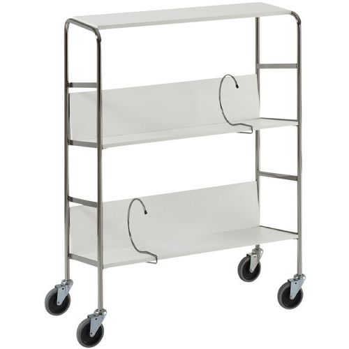 Carrello porta-raccoglitori con ripiano superiore - Grigio - Portata 75 kg,