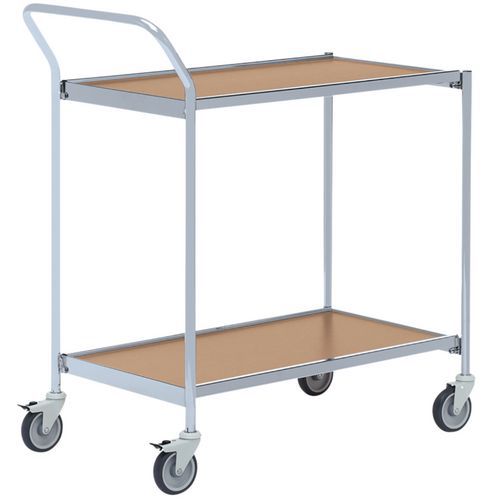 Base carrellata grigia 1 maniglia - 2 ripiani rovere 800x420mm - 150 kg,