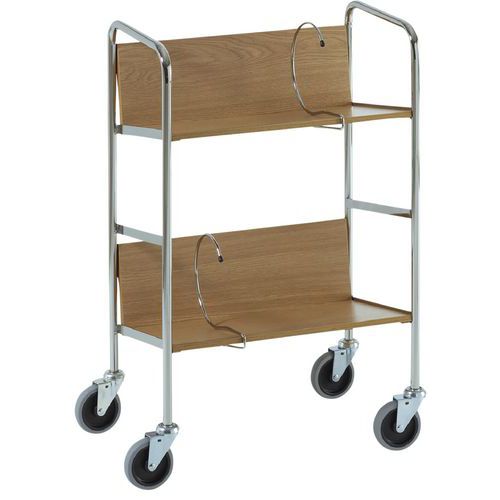 Carrello porta-raccoglitori - 2 ripiani - Rovere - Portata 75 kg,