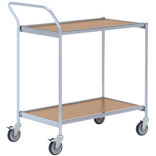 Base carrellata grigia 1 maniglia - 2 ripiani rovere 1000x420mm - 150 kg,