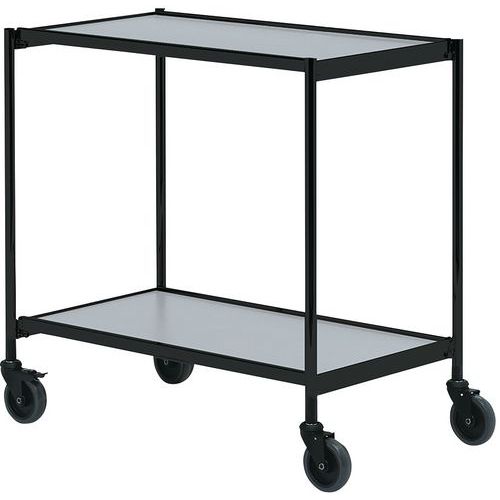 Base carrellata nera/grigia - 2 ripiani 800x420mm - 150 kg,