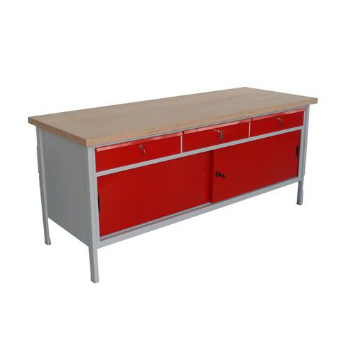 Banco piano multistrato 3 cassetti vano ante scorrevoli,