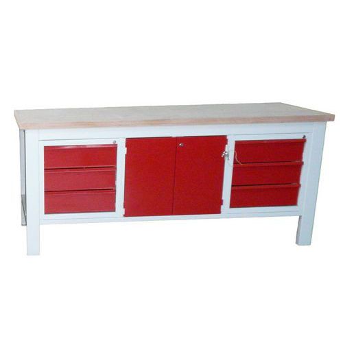 Banco piano multistrato 6 cassetti vano ante scorrevoli,